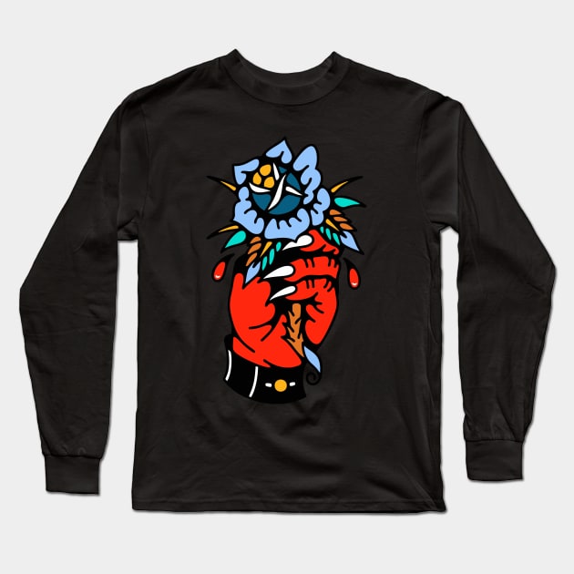 Hand devil and flower Long Sleeve T-Shirt by Bojes Art